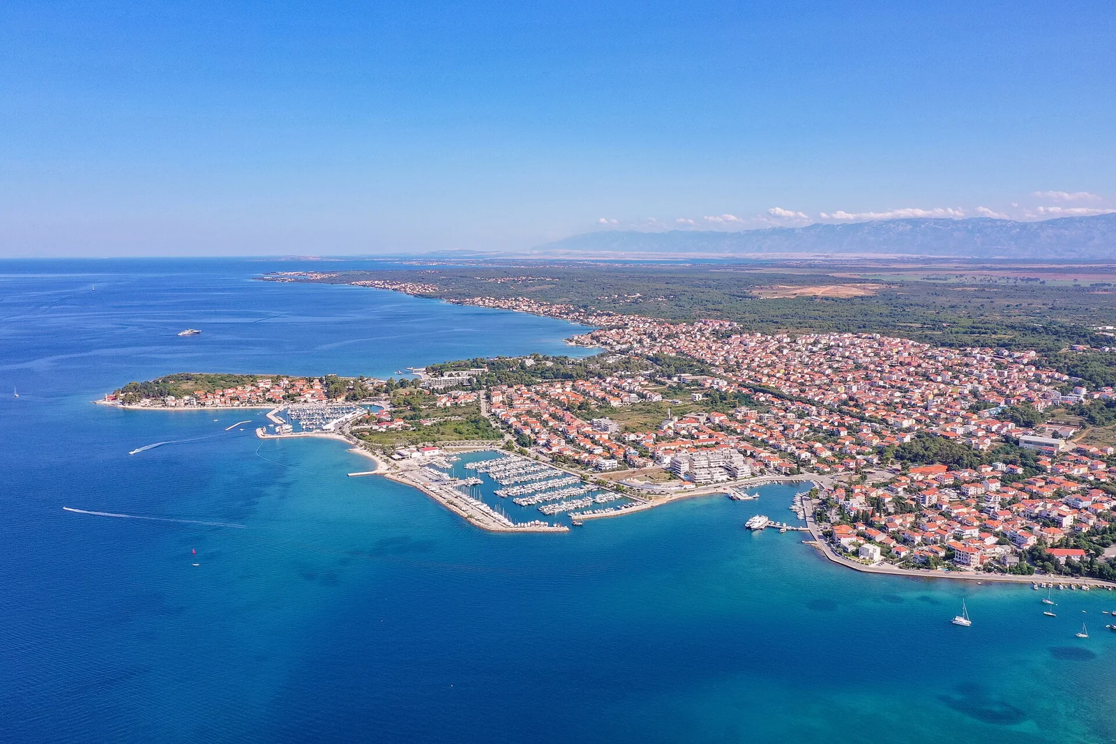 Zadar i wybrzeże widziane z lotu ptaka